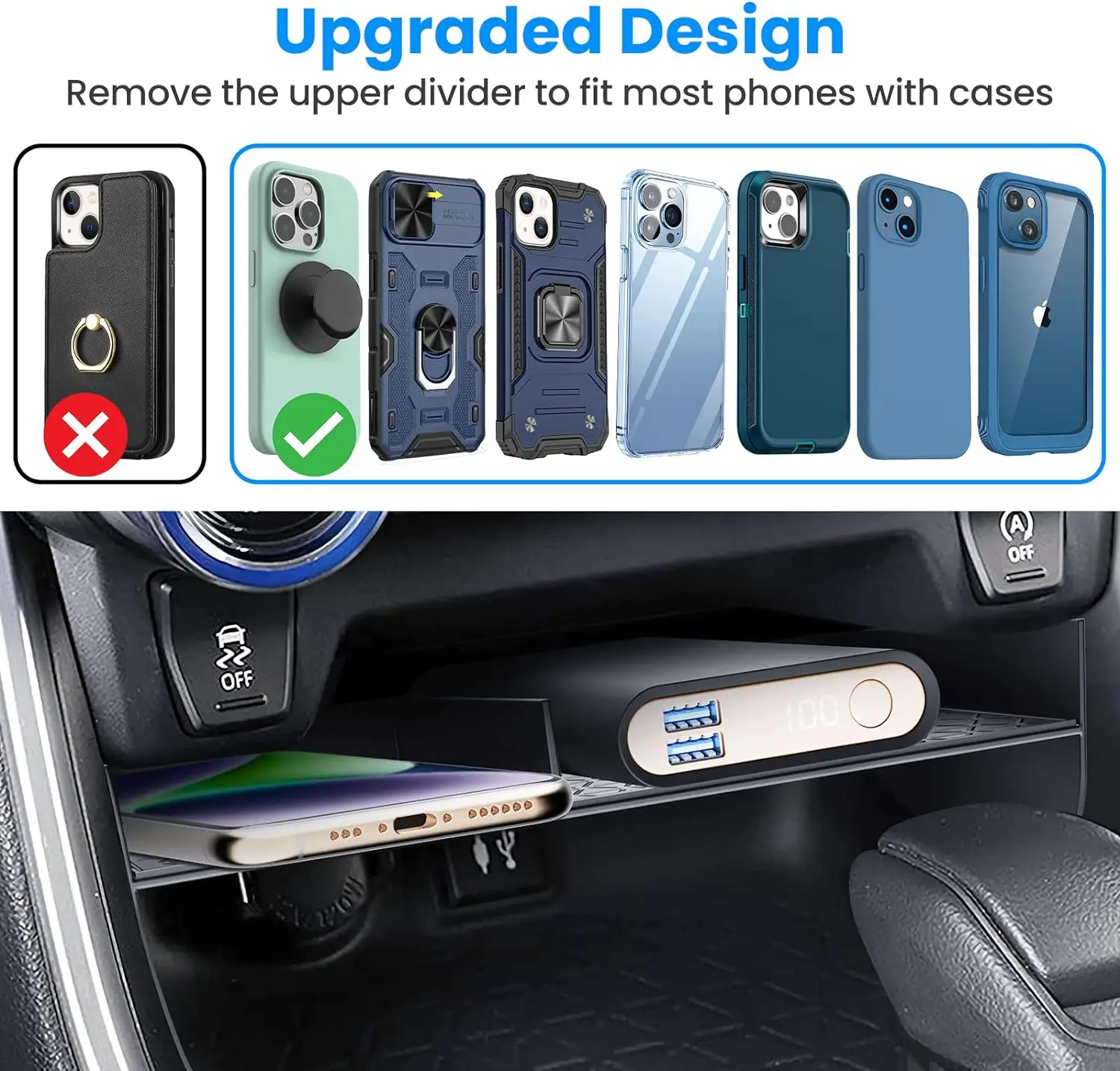 Center Console Organizer Compatible with Toyota RAV4 2024-2019 Interior Accessories Gear Shift Storage Tray Secondary Box