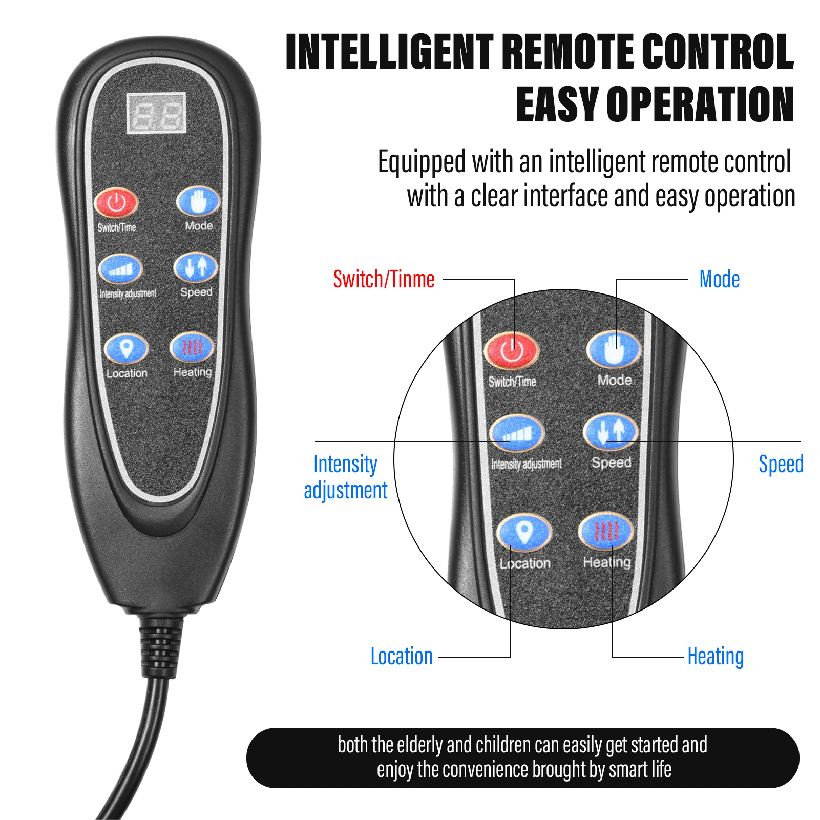 9-Gang Ganzkörper-Massagematte Intelligente Bettmassage-Matte Multifunktionale Ganzkörper-Vibrationsmatte mit Fernbedienung für Nacken und Rücken – Detail 3