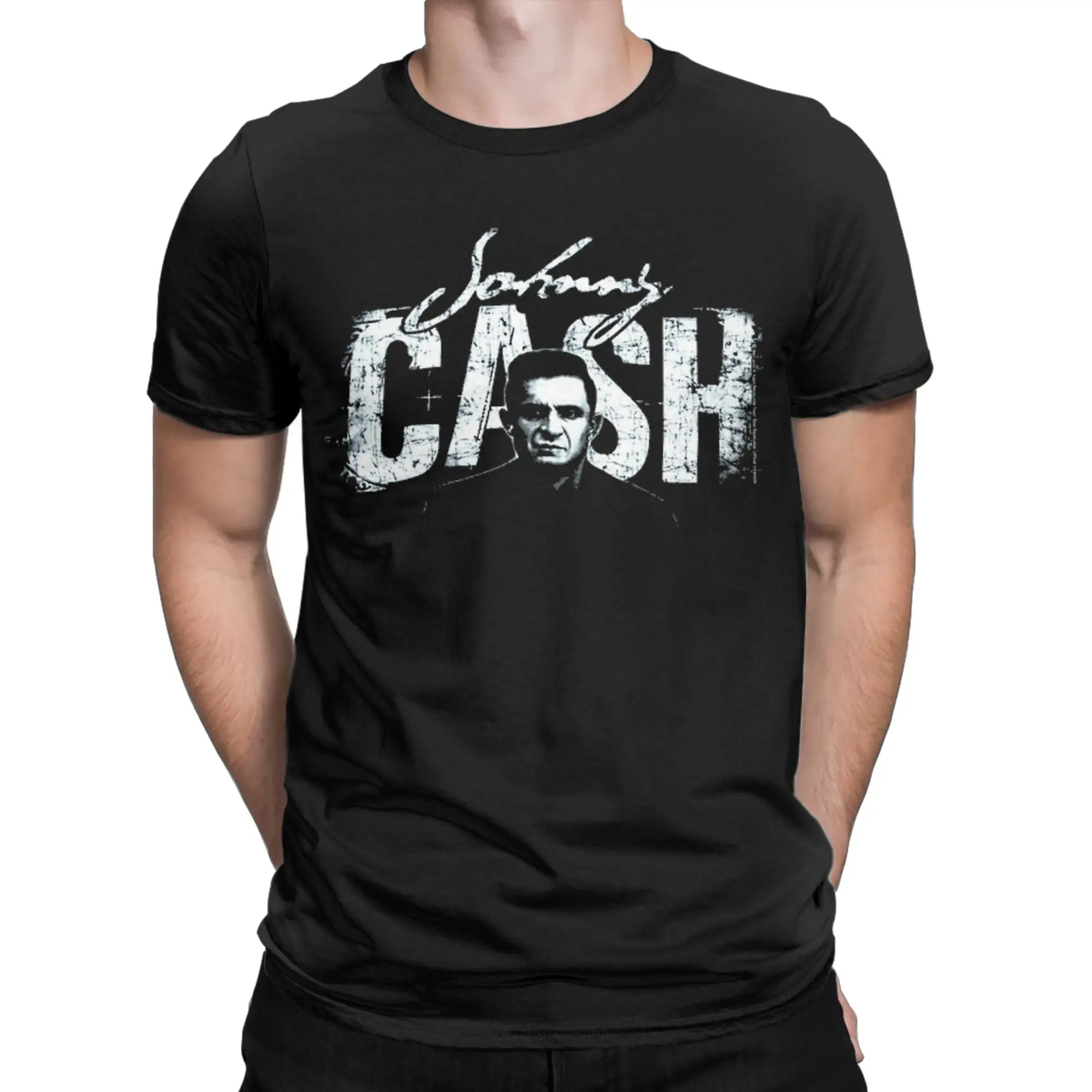 Men's T-Shirt Johnny Cash Humor 100% Cotton Tees Short Sleeve  T Shirt Round Collar Clothes Birthday Present
