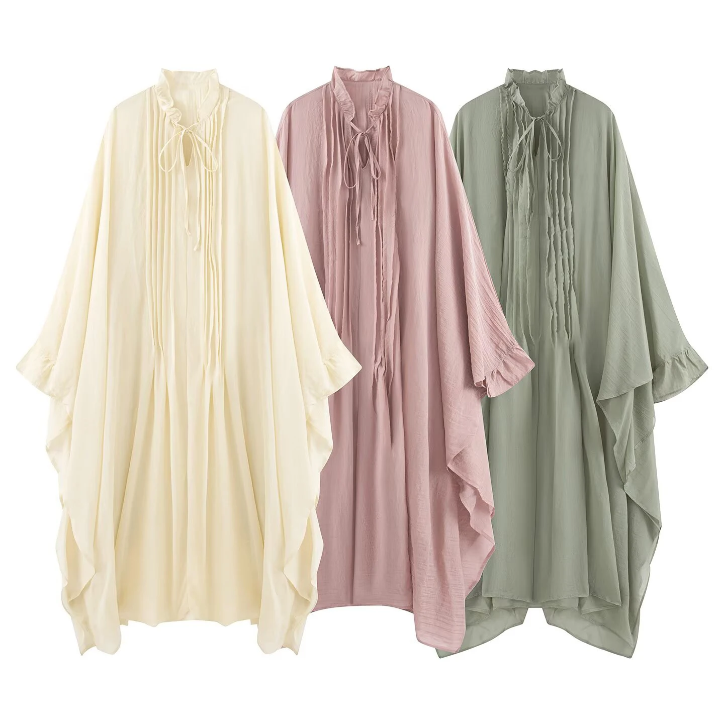 European and American style women's clothing new fashion two-piece set V-neck loose slimming lace up solid color dress