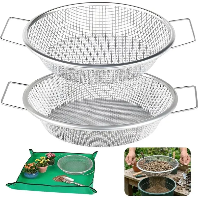 RMWIN-2PCS Soil Sifter For Gardening Rock Sifter For 5Gallon Bucket