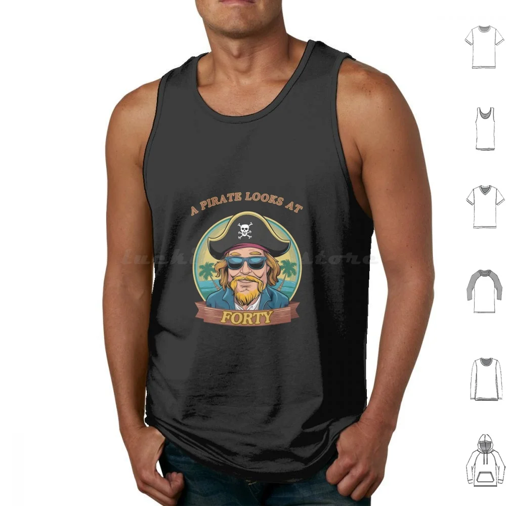 A Pirate Looks At Forty Tank Tops Vest Sleeveless Animal Bird Birds Jimmy Music Musician Parrot Parrothead Retro Sea Shark