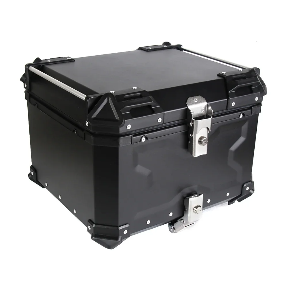 45L Universal Motorcycle Rear Top Luggage Case Storage Tail Box Waterproof Trunk Key Toolbox Carrier Product Box Aluminium Alloy