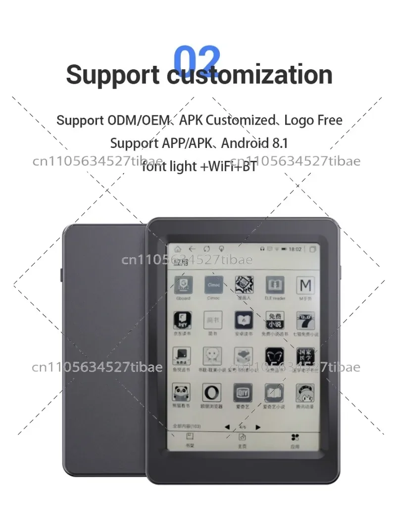 X6 eBook Reader Android 6.0 Touch Screen Ink Display with Headset WiFi Support for English Greek French Japanese Spanish PDF TXT