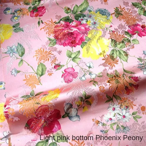 Brocade Jacquard Fabric By Meter for Skirts Dresses Sewing Plain Chinese Style Phoenix Peony Pattern Polyester Textile Thin Soft