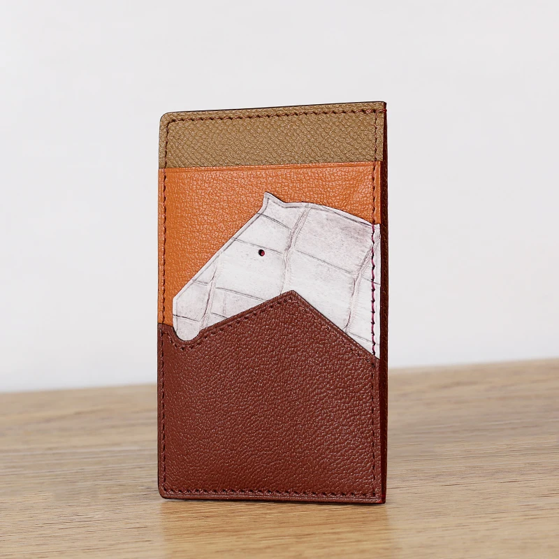 DIMY 2025 card bag crocodile sheepskin hand sewn ultra-thin card bag with multiple card slots, light luxury credit card clip