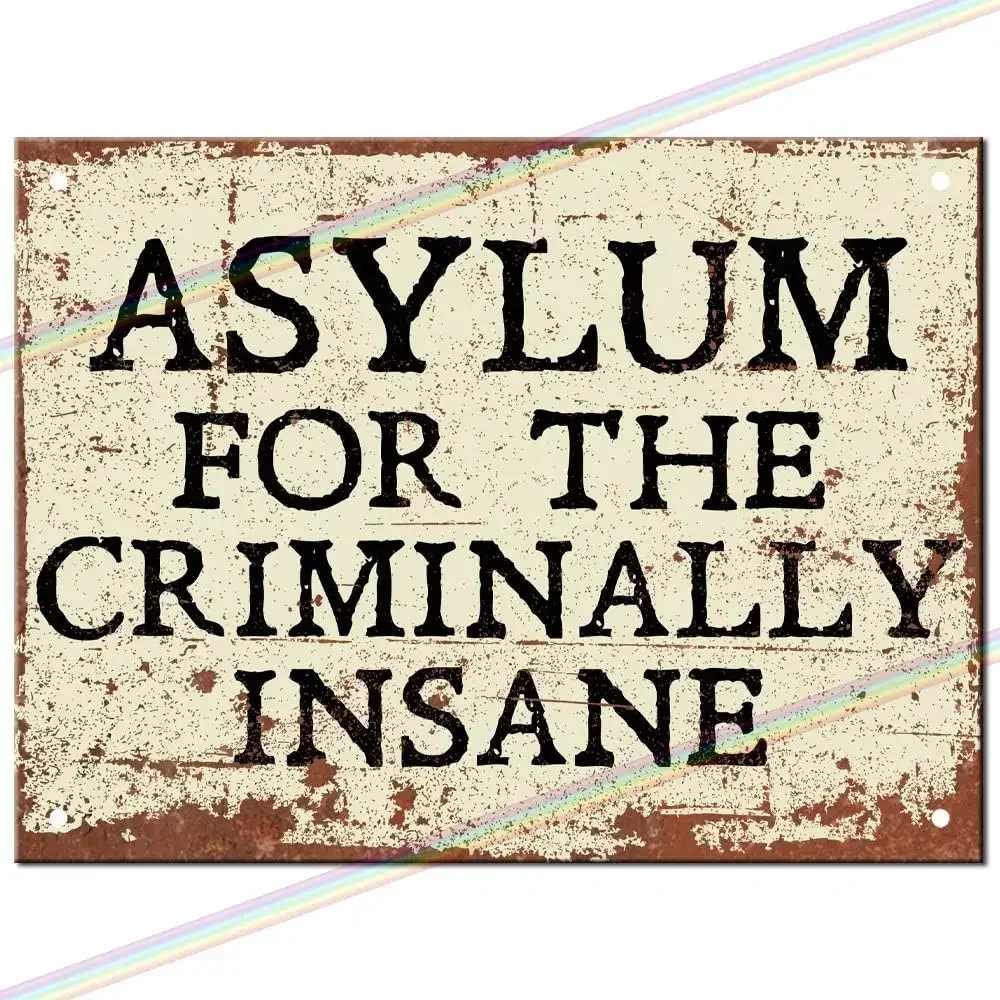 علامات معدنية - لافتات معدنية بشعار Asylum Criminally Insane Logo Peaky Blinders. لوحة جدارية معلقة على شكل كهف من القصدير المعدني #1