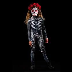 Girl Halloween Devil Child Cosplay Skeleton Jumpsuits Ghost Specter Jumpsuit Carnival Party Performance Kids Costume