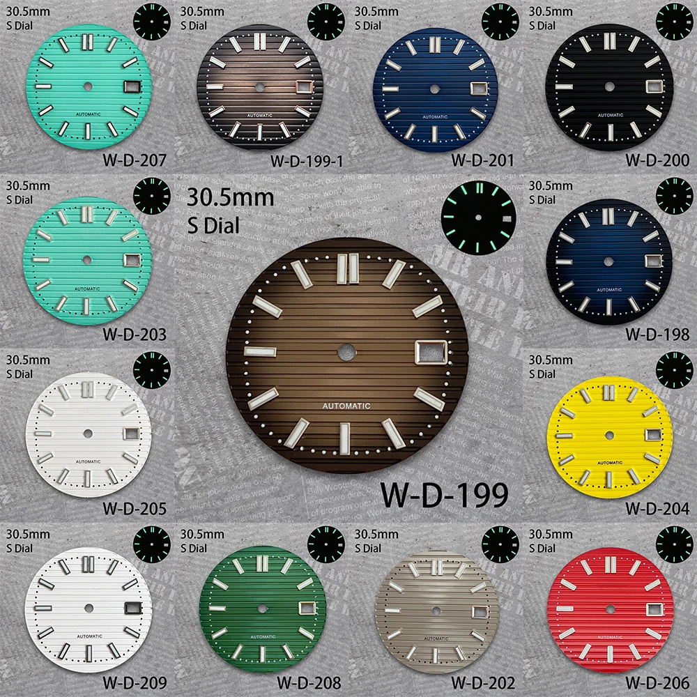 

30.5 mm S Logo Dial Suitable For NH35/NH36 Japan Movement Green Luminous High Quality Nautilus Watch Modification Accessories