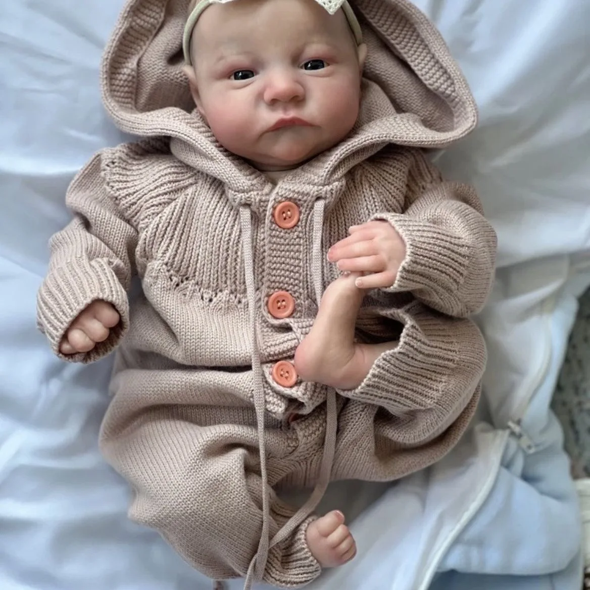 19 inch wakker Levi herboren babypop realistisch pasgeboren formaat, 3D-huidtextuur met zichtbare aderen, handgemaakte verzamelbare kunstpop