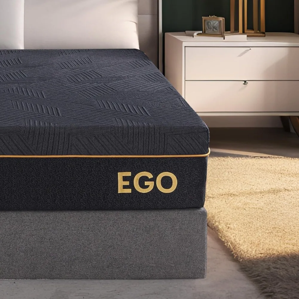 EGOHOME 12 Inch Twin Memory Foam Mattress, Cooling Copper Gel Mattress for Pain Relief, Therapeutic Mattress in a Box, CertiPUR-