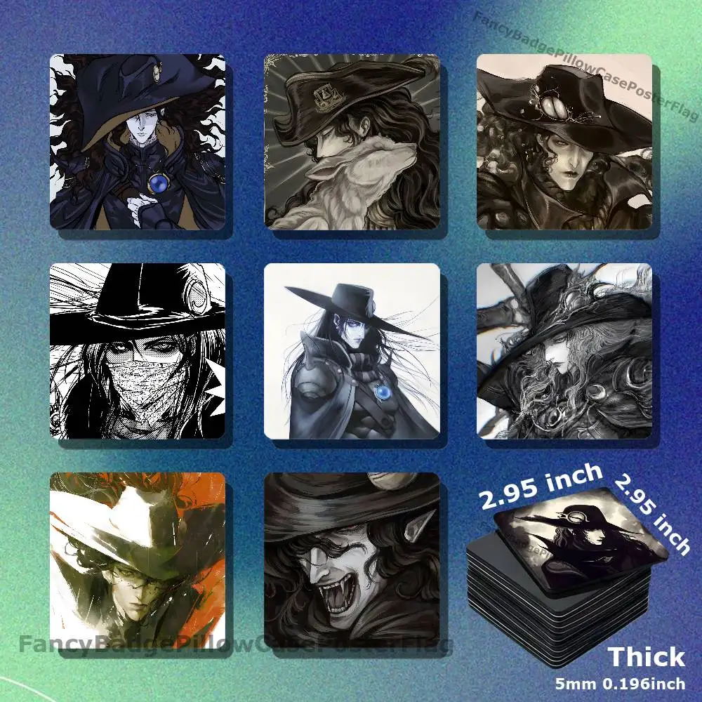 V-Vampire Hunter D Acrylic Refrigerator Magnets Square Tiles with Magnetic Sheets for Home Decoration