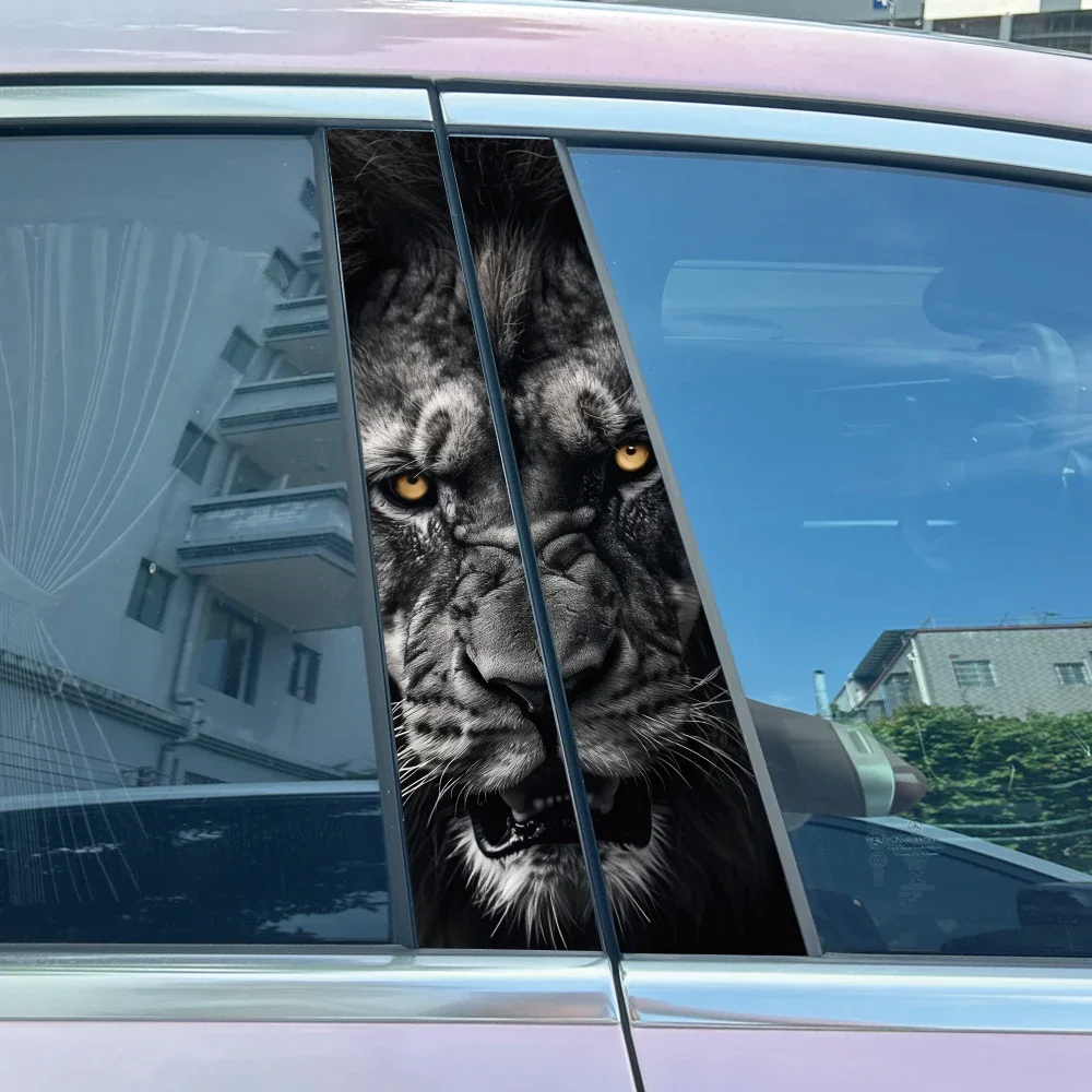 Animal Lion Car Stickers DIY Car B-pillar Cover Scratches Waterproof Durable Cartoon Automobile Decoration Auto PET Decals view 4
