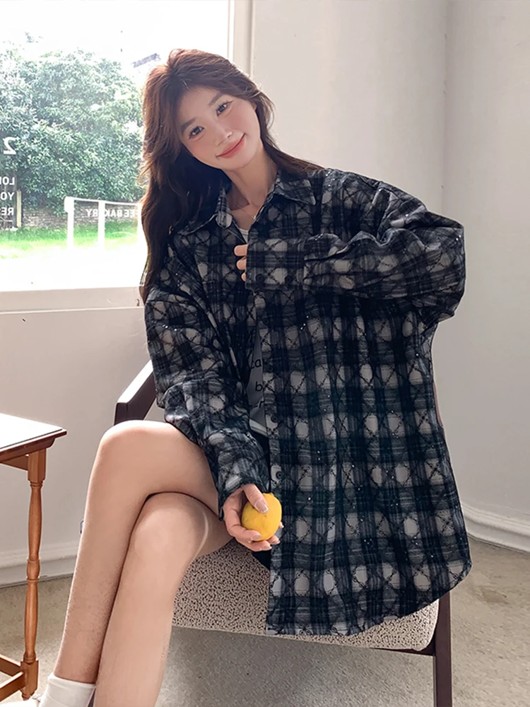 ريترو ترتر منقوش طويل Sve للنساء irt ربيع 2025 تصميم غير رسمي فضفاض معطف فوقي قطع مستقيمة طول منتظم آخر...