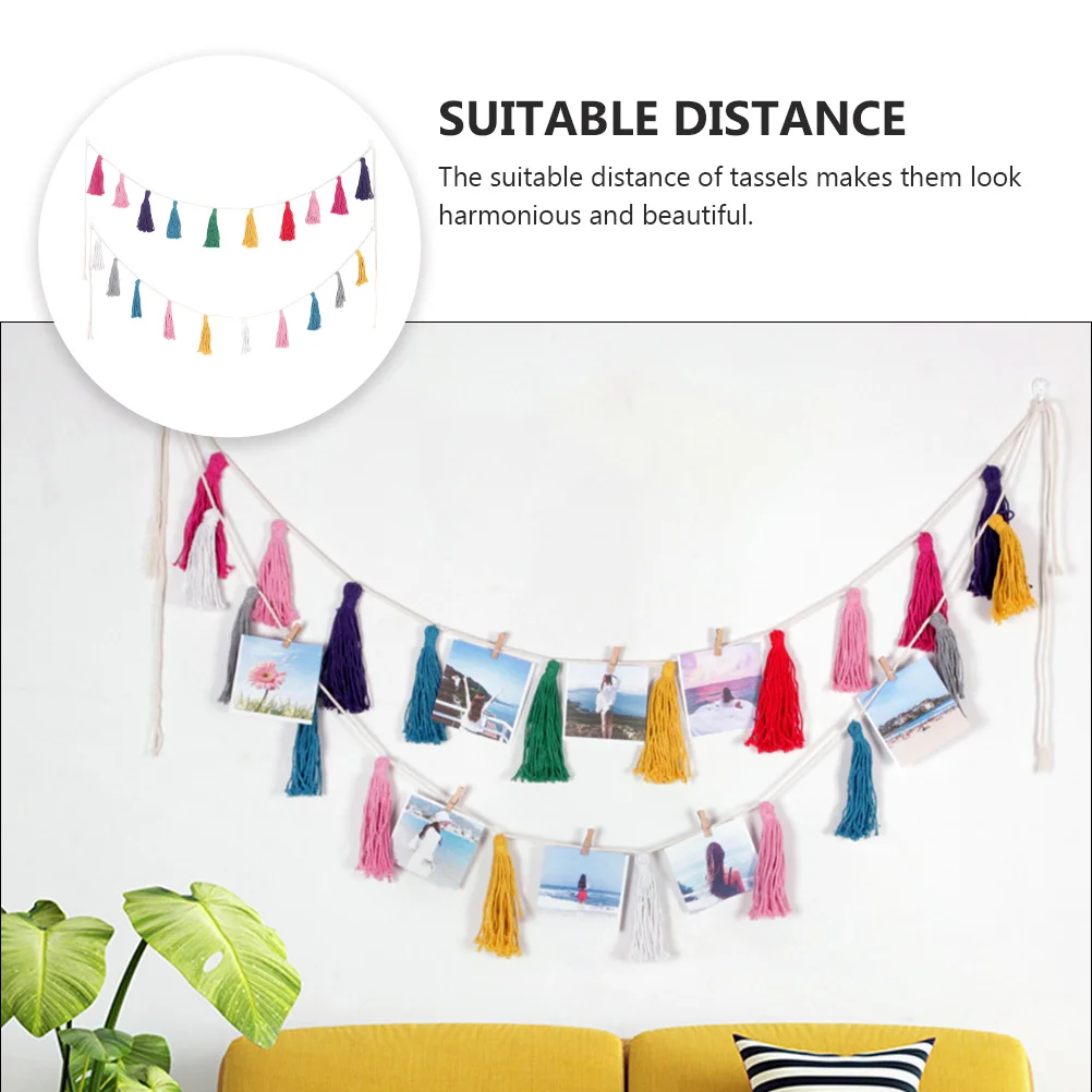 

2pcs Tassel Wall-Mounted Decoration Colorful Garland Bohemia Hanging Banner Polyester Streamer Decorative For Bedroom