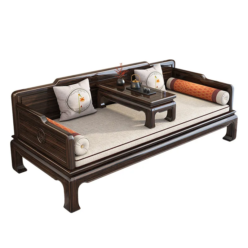 

Ebony Arhat Bed New Chinese Zen Household Small Apartment Log Modern Simple Solid Wood Sofa Bed Sleeping Bed