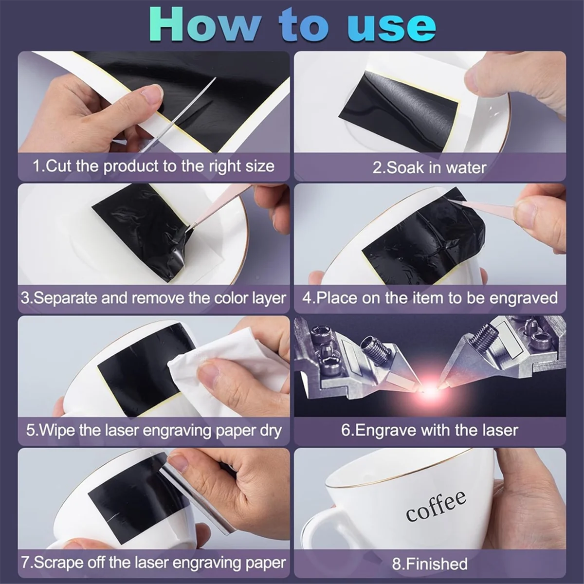 Trending Now 4 Sheets Laser Engraving Marking Paper, 15.35x10.63Inch Laser Color Engraving Paper (Black, 39x27cm)