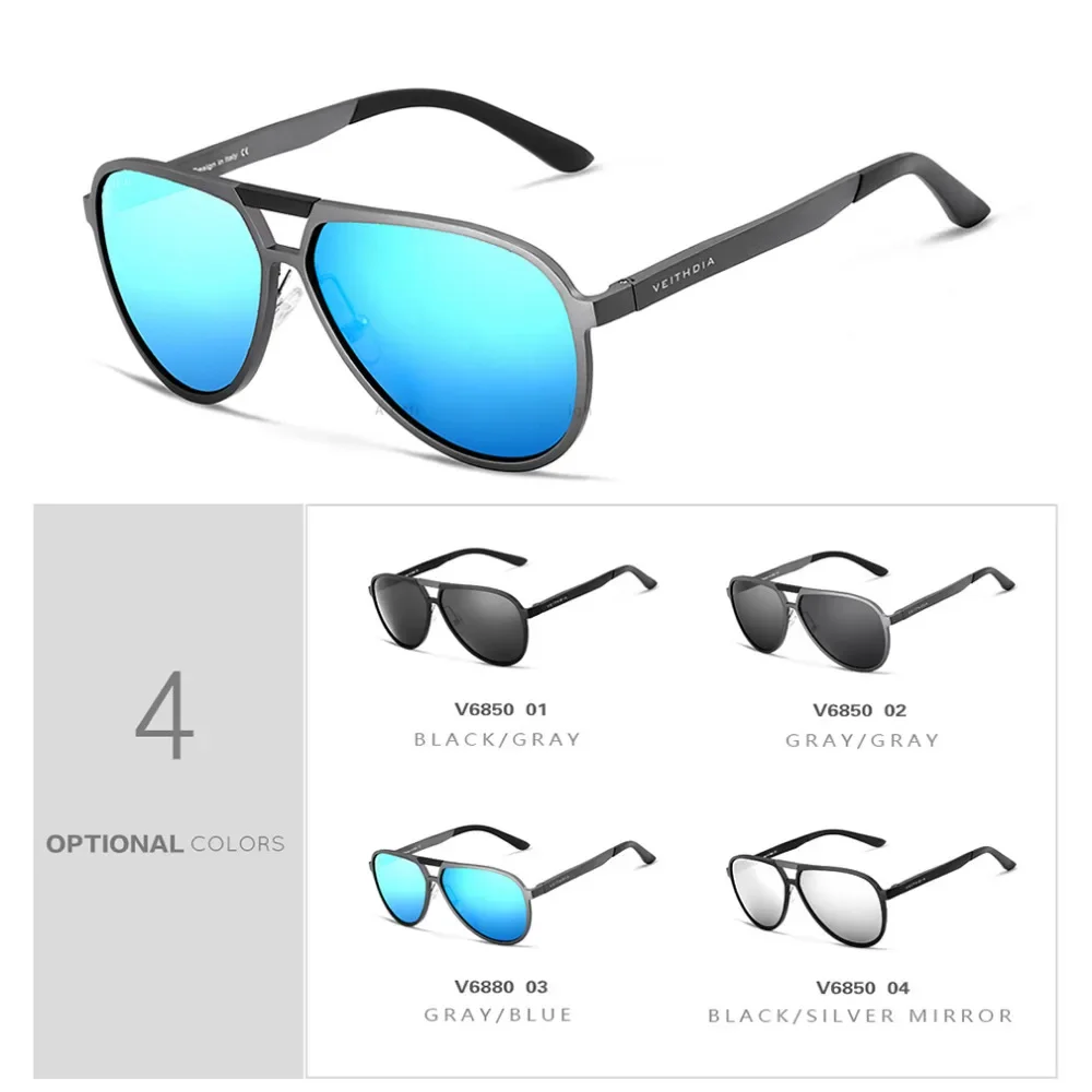 VEITHDIA-Brand Aluminum Magnesium Polarized Sunglasses, Photochromic UV400 Lens, Eyewear Accessories, Male and Female, 6850