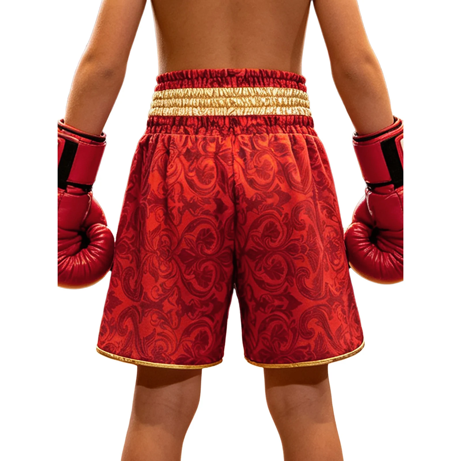 Kids Boys Girls Boxing Shorts Wide Metallic Letter Dragon Printed Boxer Trunks Kickboxing Martial Arts Shorts Training Costume