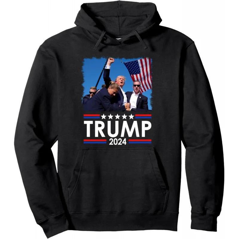 

Trump Fist Pump Shot At Trump 2024 Trump Survives Rally Pullover Hoodie Loose unisex style