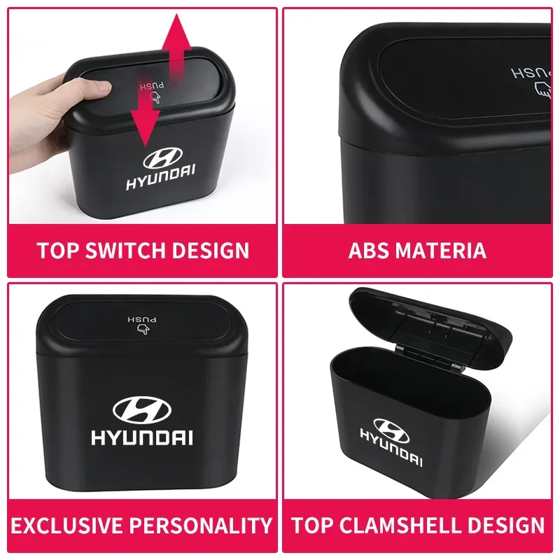 سلة مهملات السيارة معلقة صندوق تخزين السيارات اكسسوارات السيارات الداخلية لشركة هيونداي سانتا في سوناتا سولاريس أزيرا كريتا I30 توكسون IX35