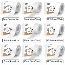 MakeID L1 E1 Q1 Label Maker Tape for Label Print Paper Refills Standard Laminated Office Labeling Tape Replacement 9/12/16mm*4m