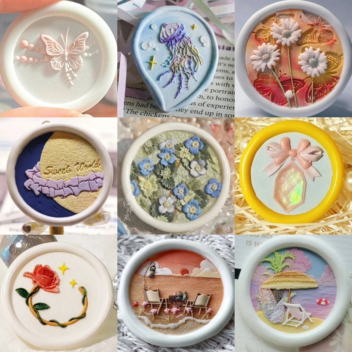 Sello de pintura contra incendios, lindo sello en relieve de medusas, cabeza de cobre tallada irregular, invitación de sobre, sello, juguete, cuenta de estudiante