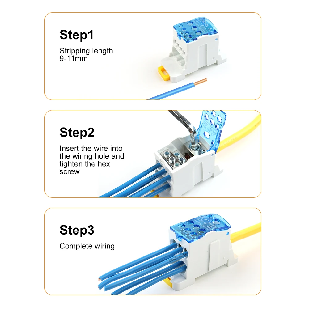 125A UKK Series Fast Distribution Box Large Current One into Multiple Branch Din Rail Terminal Block Junction Box Wire Connector