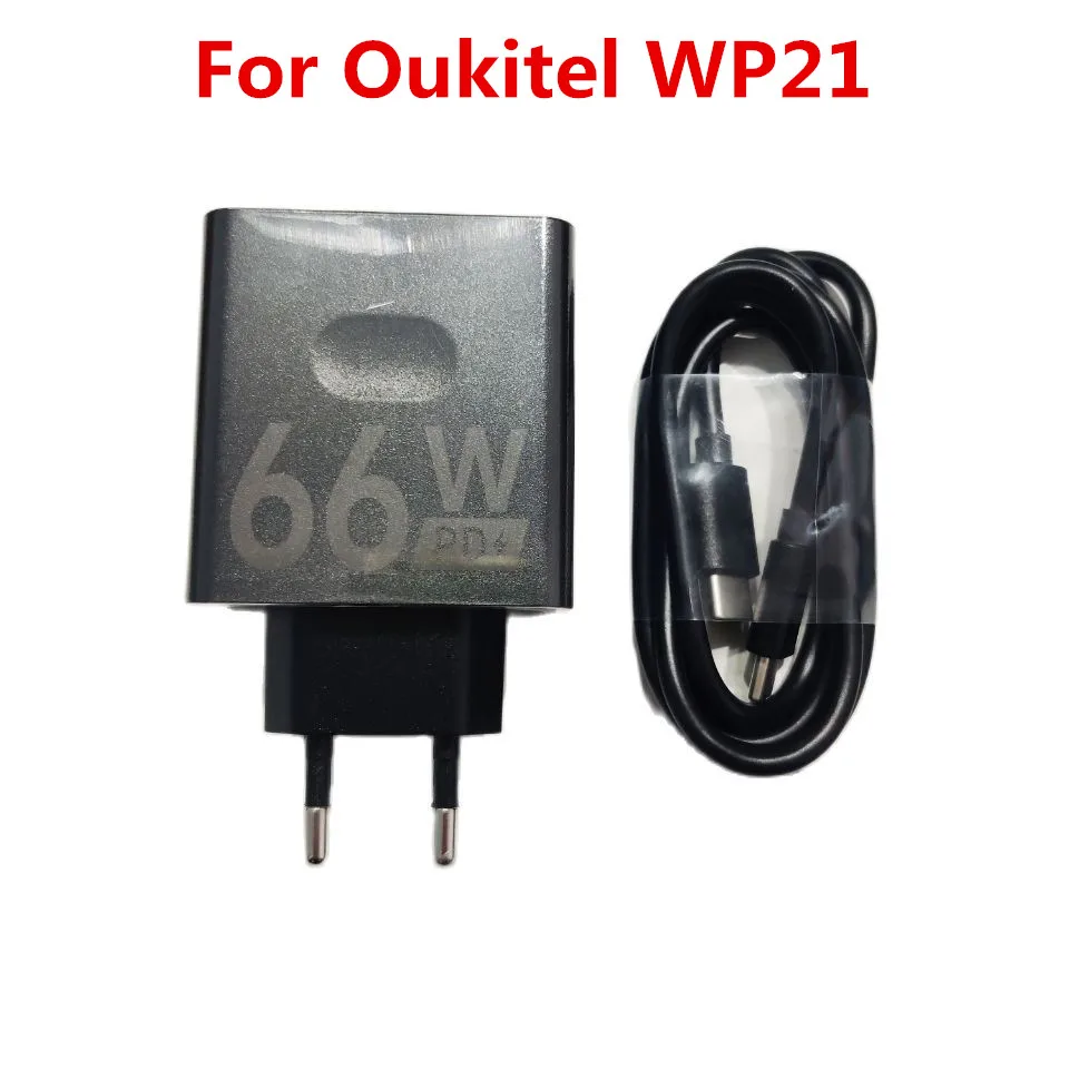 New Original For Oukitel WP21 Cell Phone 66W EU Fast Charger Adapter+Type-C USB Cable Data Line