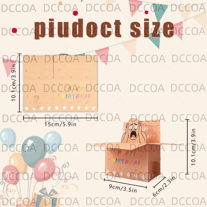 1Pcs Paper Humorous Whimsical Card 3D Terrifying Bald Character Design Hilarious Happy Birthday Card DIY Accessories