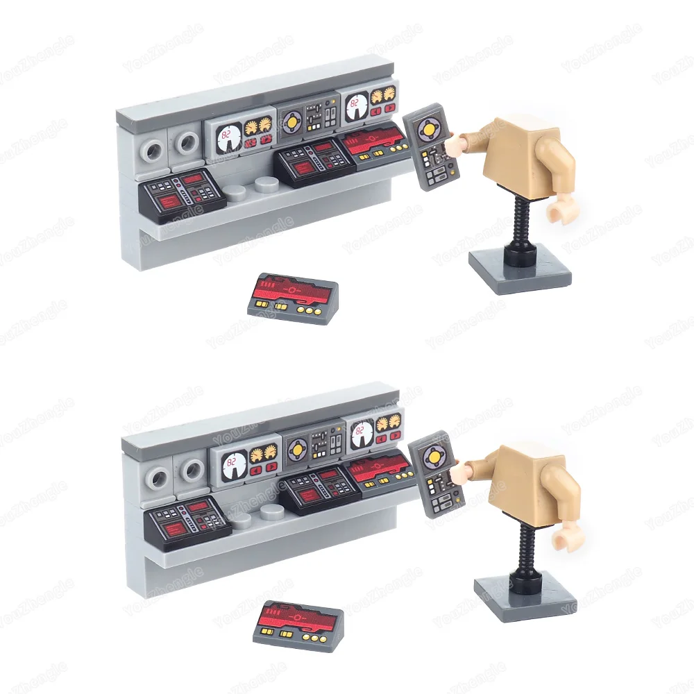 Konsole Taste Daten Baustein Montage MOC figuren Mecha Ausrüstung Bedienfeld Schlacht Szene Modell Kinder Geschenke Junge Spielzeug