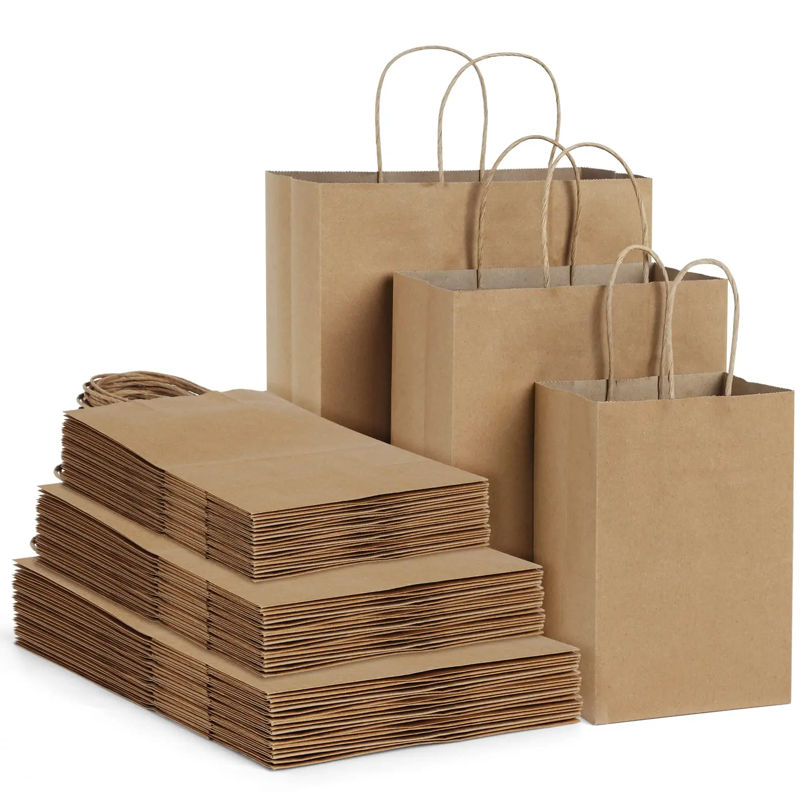 20 Stück Kraftpapiertüten mit Griffen, Party-Geschenktüten für kleine Unternehmen, Einkaufstüten, Party-Geschenktüten – Detail 6