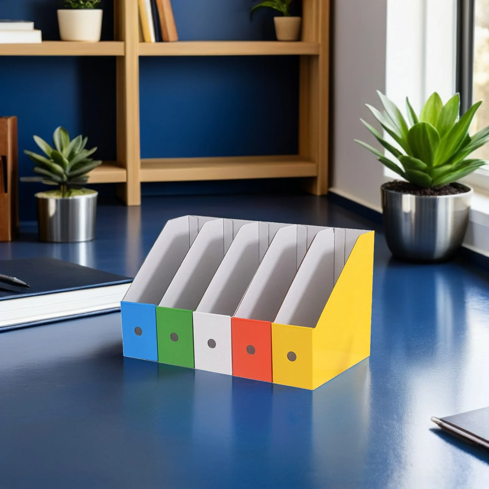 1Set Colorful File Document Organizer Storage Rack Desktop Office Holder for Books Files Storage File Stand Document Rack