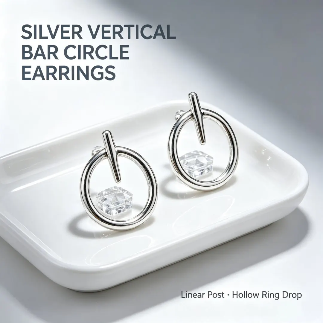 2026 Spain Personalized Ins Style Silver Geometric Earrings Jewelry Accessories Popular Gifts