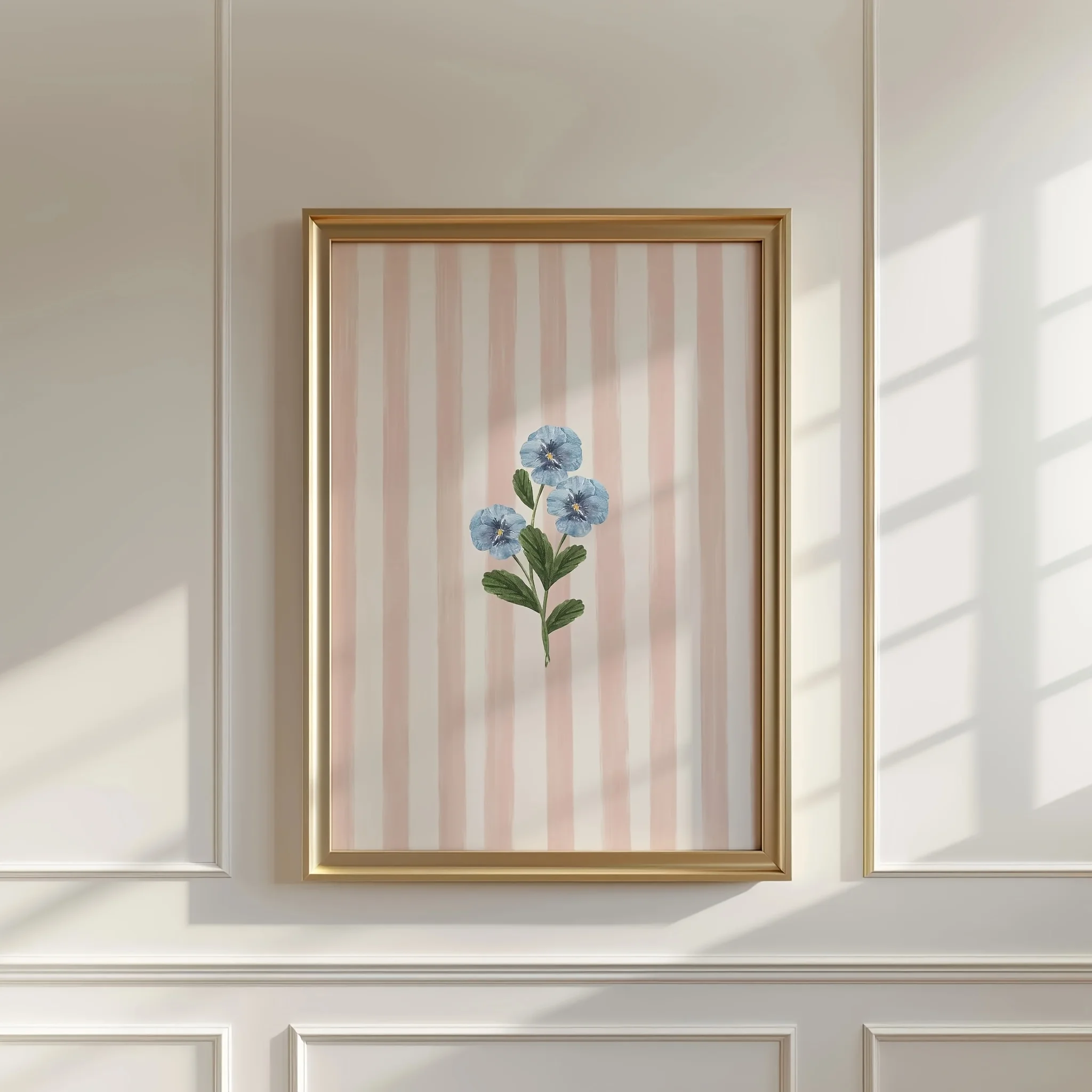 1pc Vertical Blue & Striped Modern Minimalist Frameless Canvas Poster - Vertical Wall Art Suitable for Spring Summer Bedroom