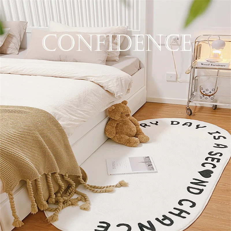 

Simple Letter Fluffy Soft Rug, Non-Slip Rugs, Oval Carpet, Living Room Decoration, Bedroom, Bedside, Modern Home, Cloakroom