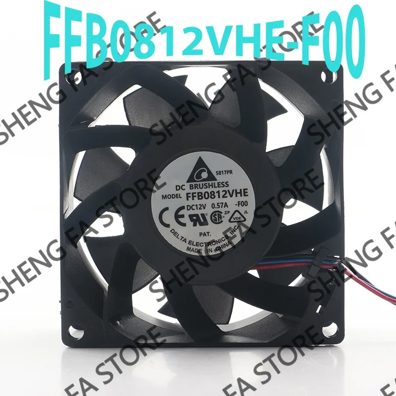 Double Ball Bearing High-speed Server Inverter Delta 5V 24V 48V DC12V 0.57A AC EC 8038 80X80X38MM 8CM FFB0812VHE-F00 Cooling Fan