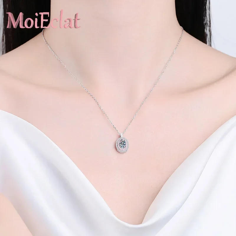 

MoiEclat Delicate Chic Design Egg Shaped Pendant 1ct Pink Moissanite Necklace for Women, Platinum PT950 Jewelry Clavicle Chain