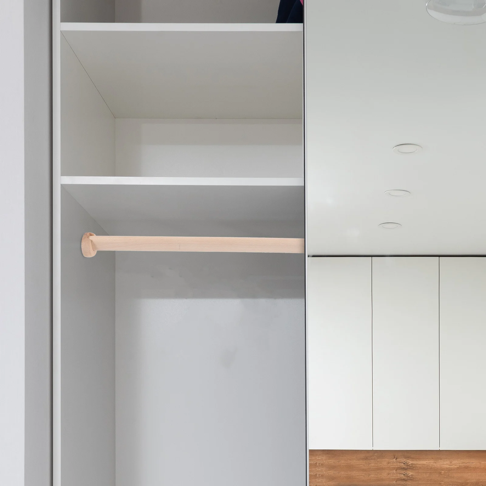 

Wooden Clothes Hanging Rod 50cm Beech Wardrobe Closet Bar Multi Rack Heavy Duty Garment Rail Tension Pole Plant Stand