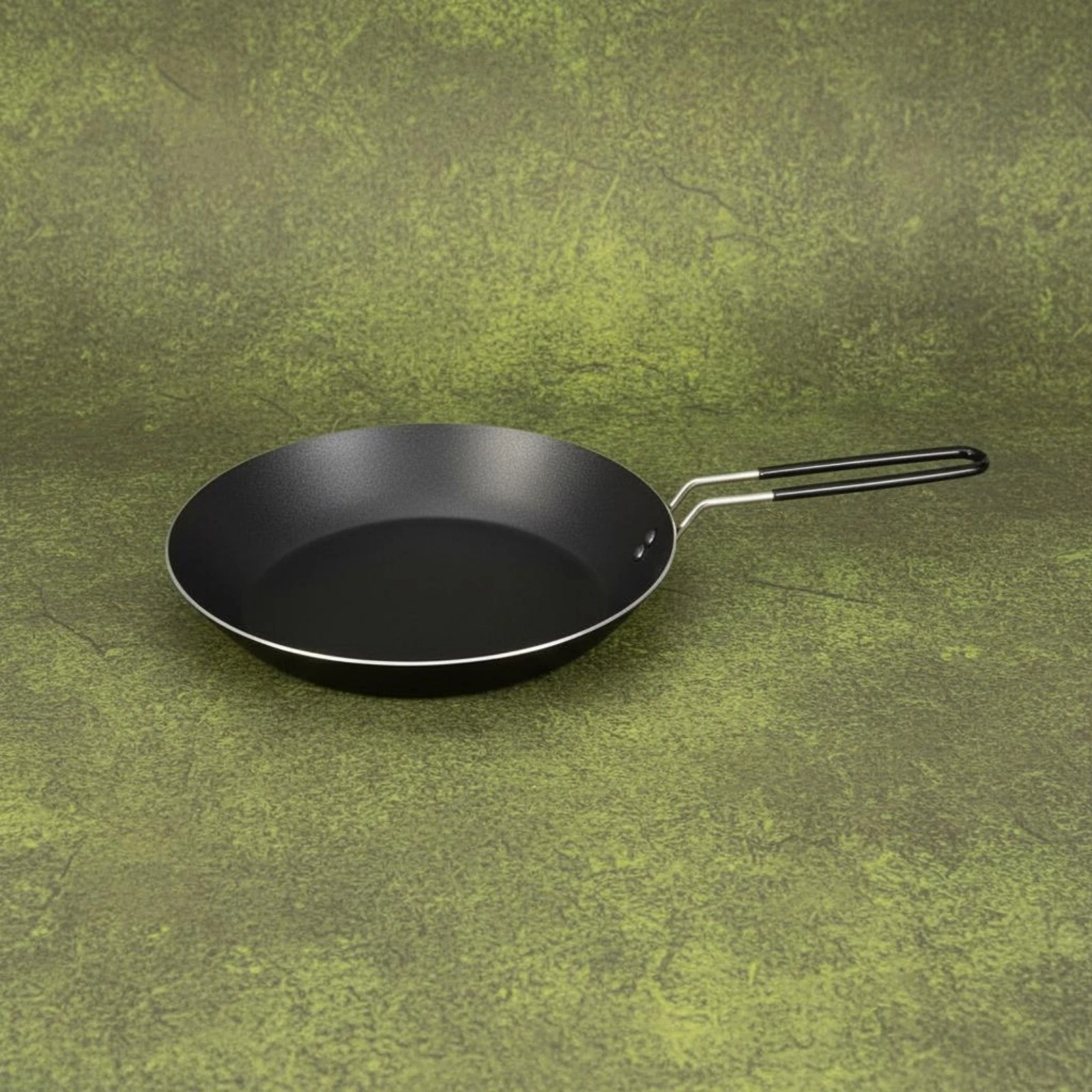 Portable Camping Frying Pan Black Interior Outdoor Cooking Gear Camp Cooker Metal Exterior Cookware Easy to Clean