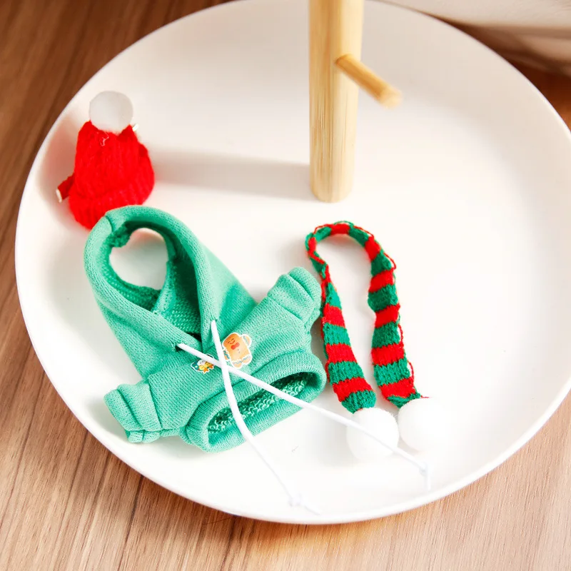 10 سنتيمتر لطيف أفخم دمية الملابس الزي اكسسوارات ل Labubu V4 عيد الميلاد سترة قبعة الملابس هدية السنة الجديدة