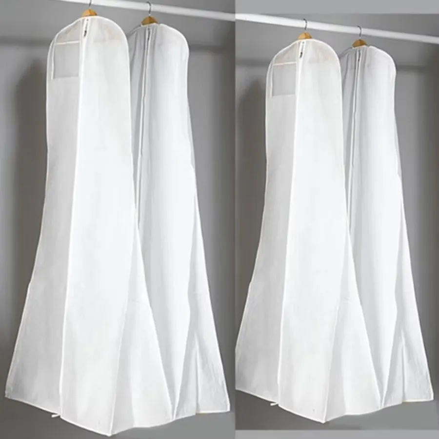 Elegant Wedding Dress Cover Bags Dust Cover Zipper Gown Dustproof Cover Storage Bag Foldable Garment Clothes Case Velo De Novias