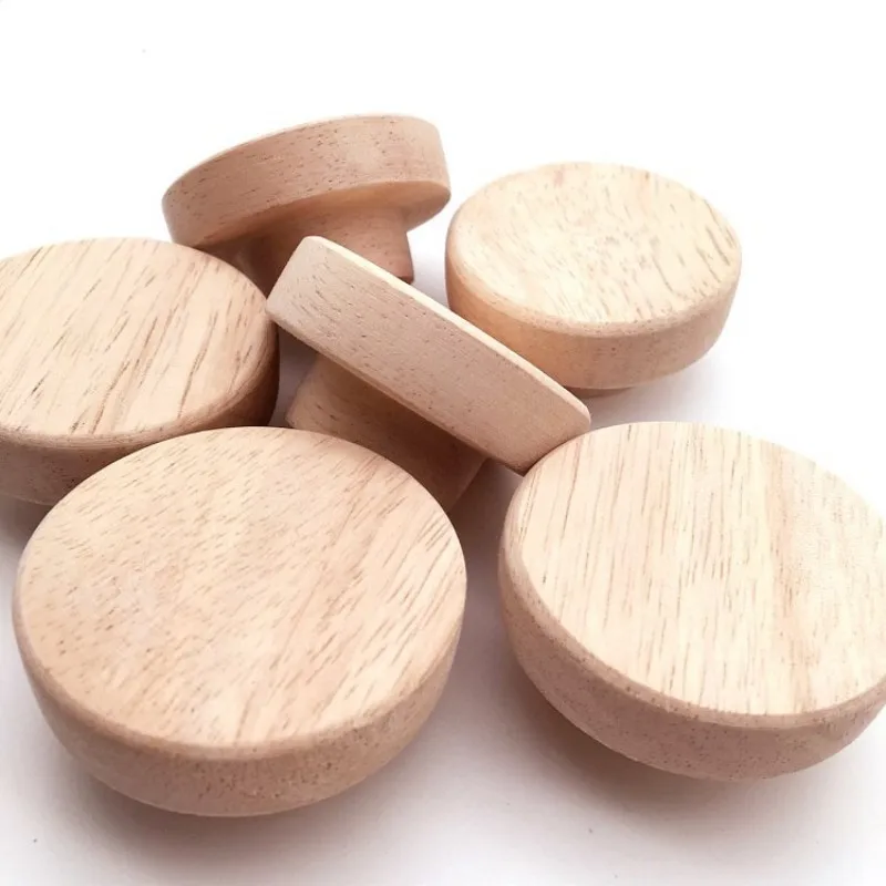 4PCs Round Handle Dia 50mm Natural Wooden Cabinet Drawer Wardrobe Knobs For Cabinet Drawer Handle Furniture Hardware