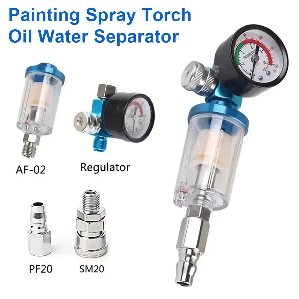 

1Pcs AF-02 Air Oil Water Separation Filter Kit 1/4 Inch Thread with Regulator Gauge Painting Spray Torch Moisture Separator