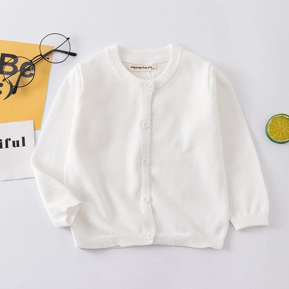 70-150cm Children Clothing Kids Knit Jacket for Girls Cardigan Sweater White Pink Toddler Baby Boy Knitwear Spring Autumn Coats