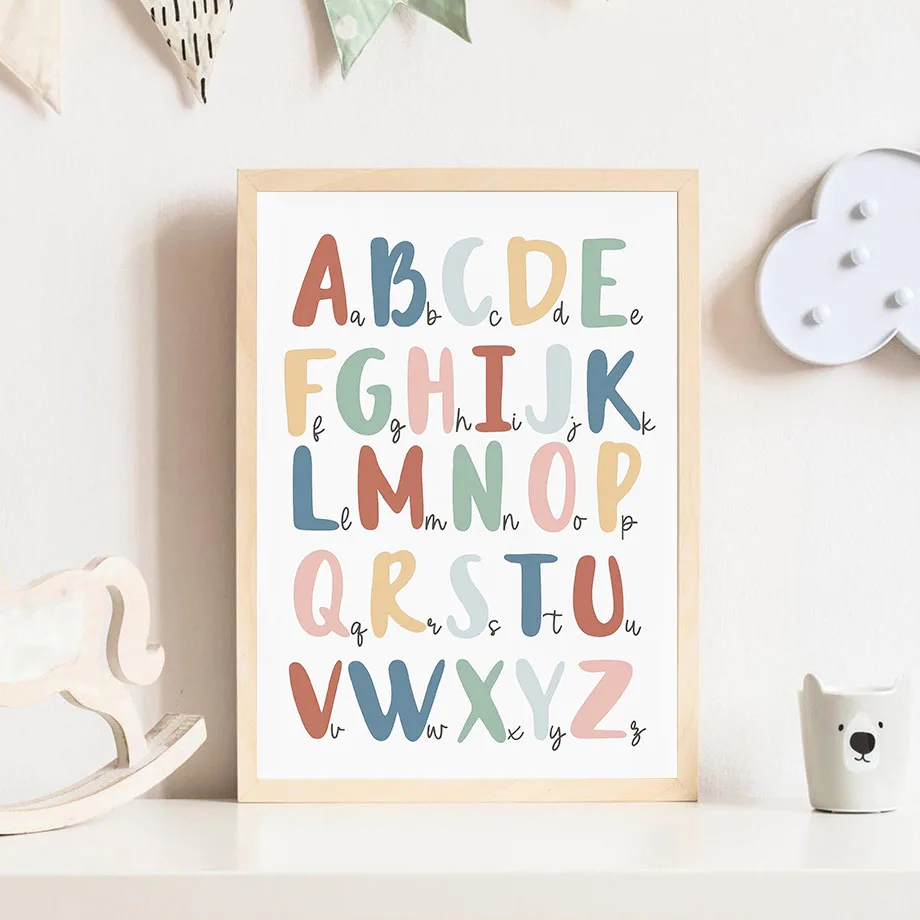 الرسم على لوحات القماش الجدارية لطيف Emotes الأبجدية أرقام شهر أسبوع الطقس الشمال الملصقات والمطبوعات صور الطفل غرفة الاطفال ديكور #3