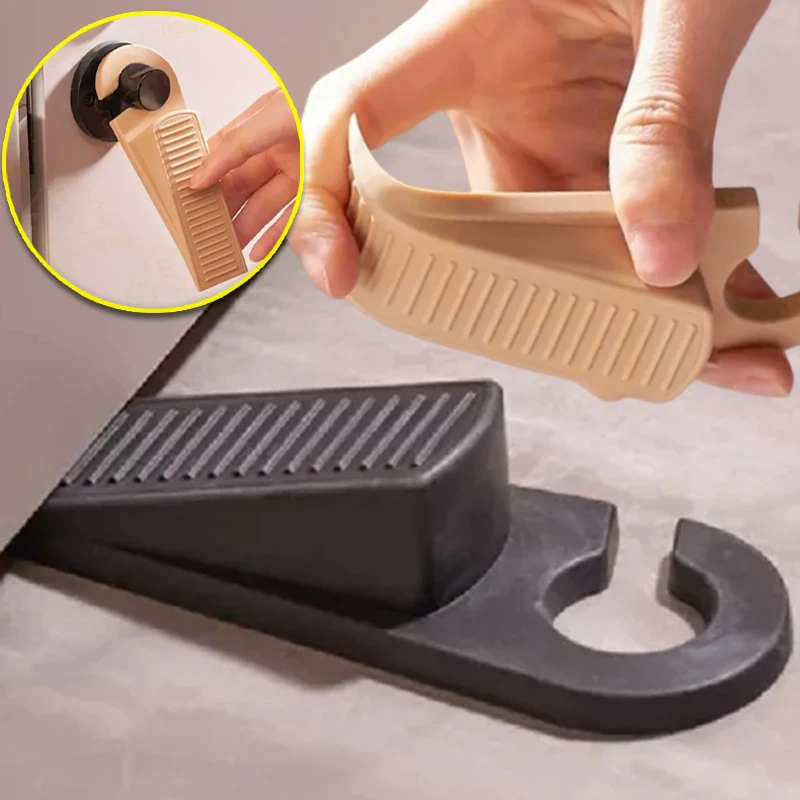 Silicone Door Stop Reusable Shock Absorbent Block Wedge Doorstops Door Handle Stop Pads for Home Office Door Anti-collision Pad