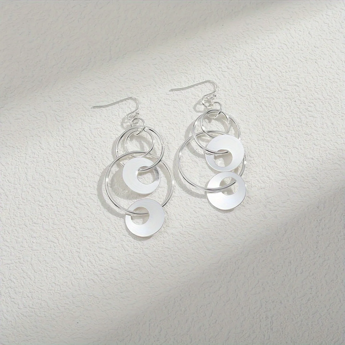 Women's Minimalist Hollow Geometric Round Splice Pendant Earrings Gift Jewelry