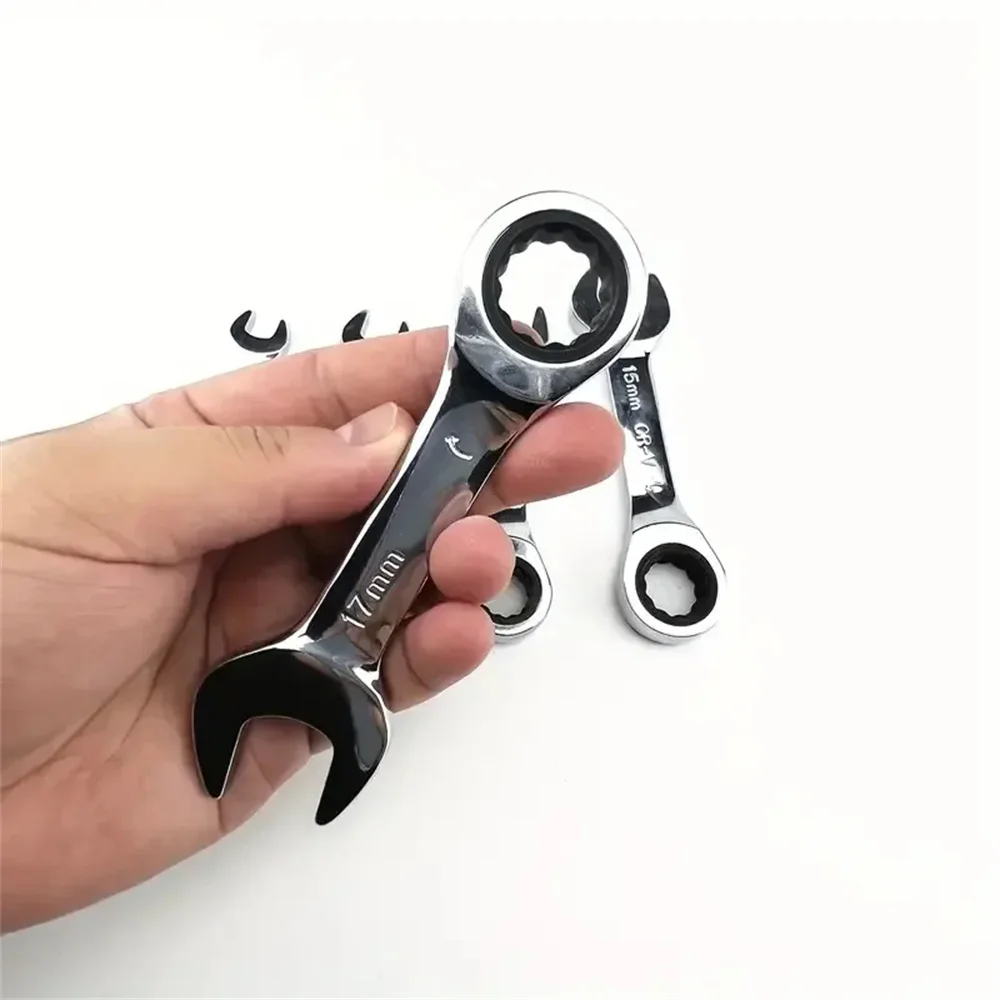 1pcs Short Handle Quick Ratchet Wrench Dual-Purpose Opening Tool Two-way Labor-Saving Car Repair