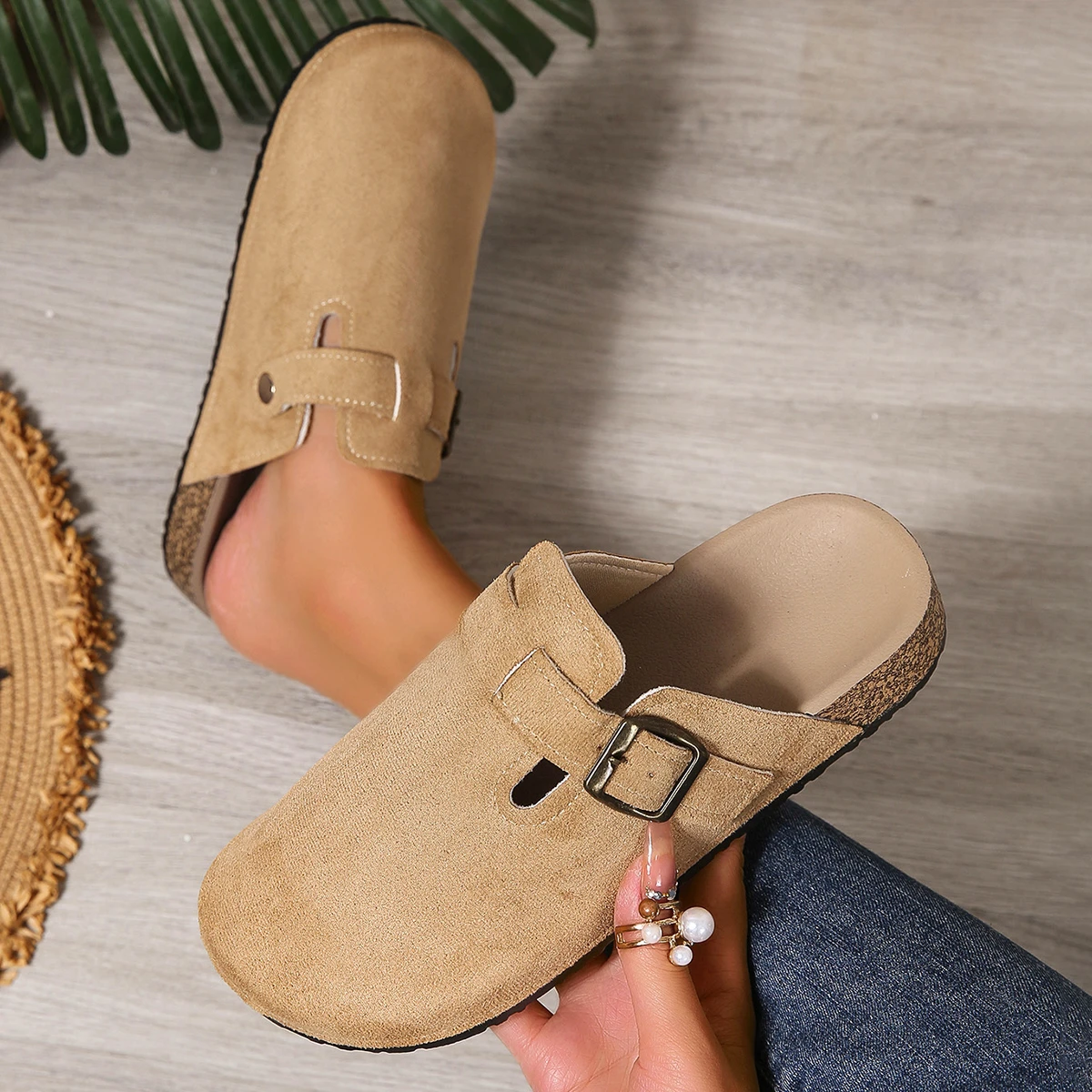 Women Clogs Slippers Classic Cork Home Slippers New Outdoor Cork Shoes Anti Skid Mules Sandals with Arch Support Slides Women